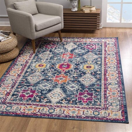 Palacedesigns 2 x 5 ft. Navy Traditional Decorative Rectangle Rug Navy PA3091428